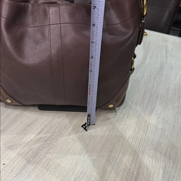 Coach Chocolate Leather Shoulder Bag with Gold Hardware - Picture 8 of 11